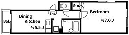 オカノビル 1DKの間取図画像
