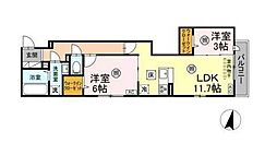 セレスティア千住元町 1階2LDKの間取り