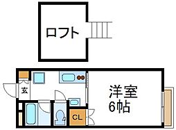 東京メトロ日比谷線 北千住駅 徒歩7分の賃貸アパート 1階1Kの間取り