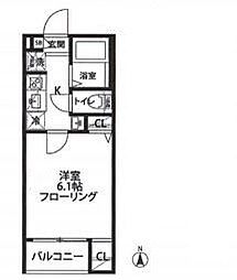 京成本線 千住大橋駅 徒歩12分の賃貸アパート 2階1Kの間取り