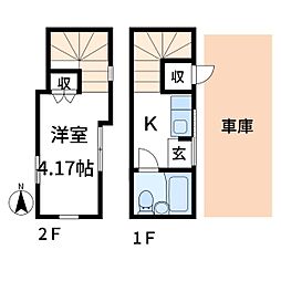 関原戸建 1Kの間取り
