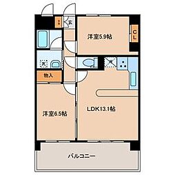 つくばエクスプレス 六町駅 徒歩15分の賃貸マンション 2階2LDKの間取り