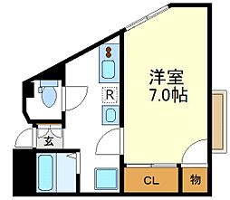 東武伊勢崎線 西新井駅 徒歩15分の賃貸マンション 2階1Kの間取り