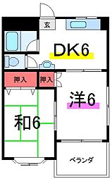 小山コーポラス 2DKの間取図画像