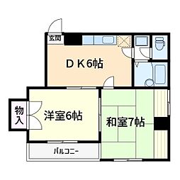 グランレッド 2DKの間取図画像