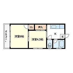 千代田ハイツ 2Kの間取図画像