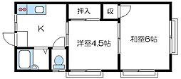 飯田コーポ 2Kの間取図画像