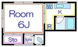 栗原荘 1Kの間取図画像