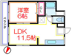 寿マンション 1LDKの間取図画像