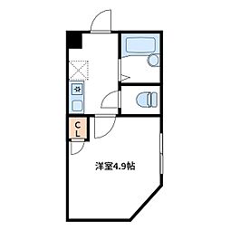 Lメゾン扇B棟 1Kの間取図画像