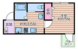 レガーロ・ソラーレ 1Kの間取図画像