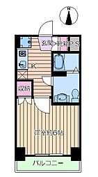 シンシアリー 1Kの間取図画像