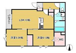 ヴィラ・カーム 1階2LDKの間取り