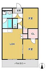 ベルメゾン南大泉 2LDKの間取図画像