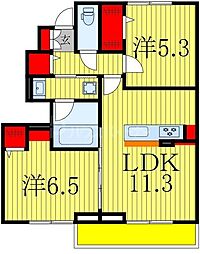トランキーノ　パルク 1階2LDKの間取り