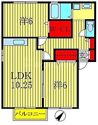 ウィルメゾン 2階2LDKの間取り