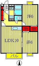 ルミエールＷ 1階2LDKの間取り
