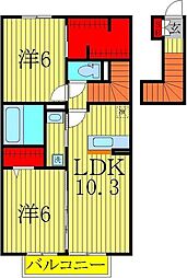 エスポワール　Ｂ 2階2LDKの間取り