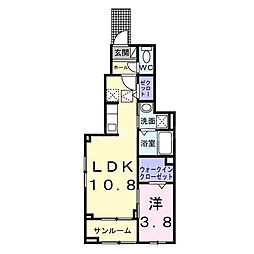 ココ　ラ　フェリーチェＡ 1階1LDKの間取り