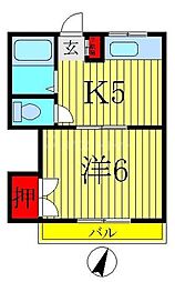ユーハッチビル 3階1Kの間取り