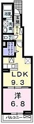 ブリッサ 1階1DKの間取り