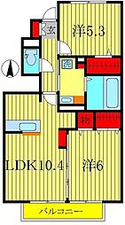 プランドール 1階2LDKの間取り