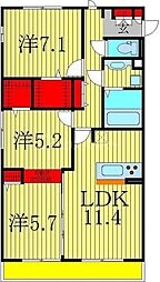 ティアレス　I 1階3LDKの間取り