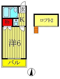 マーベラス柏 1Kの間取図画像