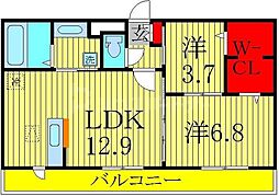 エスポワールE 1LDKの間取図画像