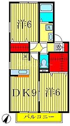 トレグラースA 2DKの間取図画像