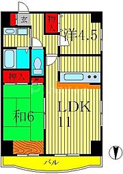 サンモール柏 2LDKの間取図画像