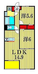 ベルフォーレ1 2LDKの間取図画像
