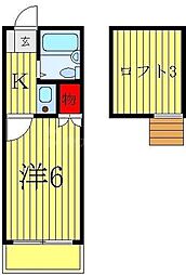 つくしが丘タウンハウス 1Kの間取図画像
