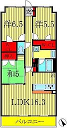 クレストフォルム柏サウスウイング 3LDKの間取図画像