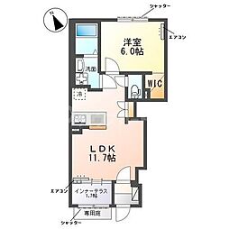 (仮称)柏市篠籠田 アパート 1LDKの間取図画像