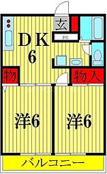 VaqueroA棟 2DKの間取図画像