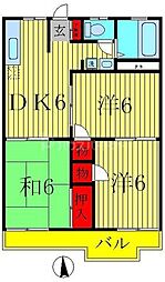 パールハイツ砂川 3DKの間取図画像