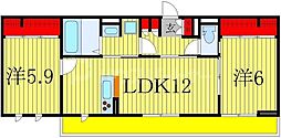 ベリーナ 2LDKの間取図画像