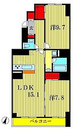 T'sgarden北柏1 2LDKの間取図画像
