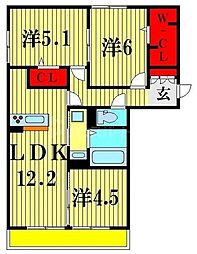 リリーアネラ 3LDKの間取図画像