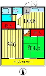 田中ハイツ 2DKの間取図画像