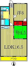 サンライフ天王台 2LDKの間取図画像