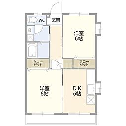 カーザ・ヴェルデ 2DKの間取図画像