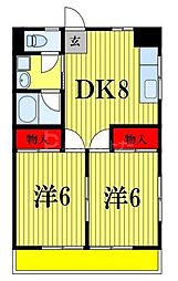 山澤マンション 2DKの間取図画像
