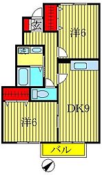 シャルマンおおたかの森 2DKの間取図画像