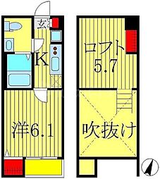 REVE柏 1Kの間取図画像