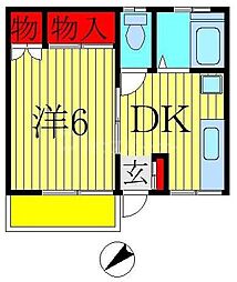 松ケ丘ハイム 1Kの間取図画像
