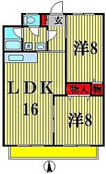 ブルーヒルズA 2LDKの間取図画像