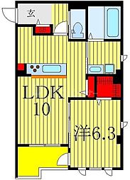 フェリシアおおたかの森 1LDKの間取図画像