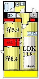 Victoire南流山 2LDKの間取図画像